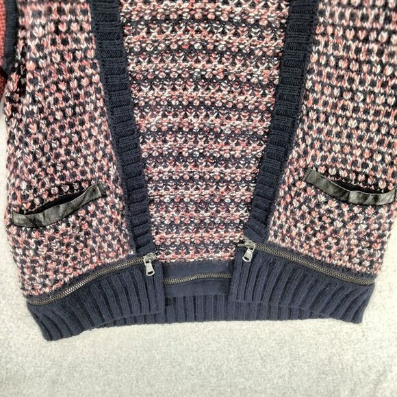 Club Monaco Cardigan Sweater Wmns Sz XS Leather Wool Angora Cashmere Open Front - Picture 3 of 12